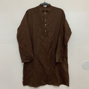 Abraham & Thakore Sz S Tunic Striped Brown Dress Linen Cotton Anthropologie